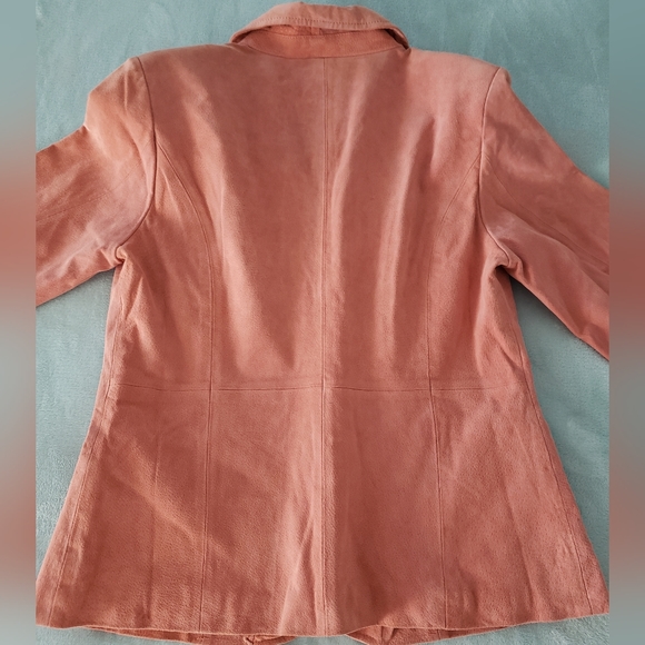 Coral/pink Peach Suede Chadwicks of Boston Classic Lined Blazer 10 petite - Picture 6 of 16
